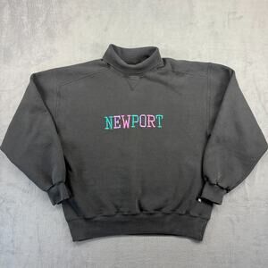 Vintage Russell Sweatshirt Women's Large Black Newport Rhode Island Turtleneck